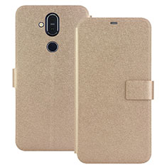 Funda de Cuero Cartera con Soporte L01 para Nokia X7 Oro