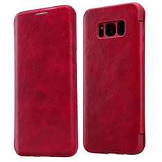 Funda de Cuero Cartera con Soporte L01 para Samsung Galaxy S8 Rojo