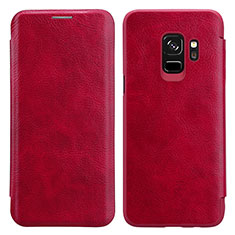 Funda de Cuero Cartera con Soporte L01 para Samsung Galaxy S9 Rojo