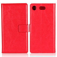 Funda de Cuero Cartera con Soporte L01 para Sony Xperia XZ1 Compact Rojo