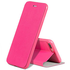 Funda de Cuero Cartera con Soporte L02 para Apple iPhone 7 Plus Rosa Roja