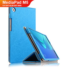 Funda de Cuero Cartera con Soporte L02 para Huawei MediaPad M5 8.4 SHT-AL09 SHT-W09 Azul