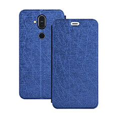 Funda de Cuero Cartera con Soporte L02 para Nokia X7 Azul