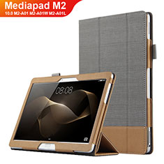 Funda de Cuero Cartera con Soporte L03 para Huawei MediaPad M2 10.0 M2-A01 M2-A01W M2-A01L Gris