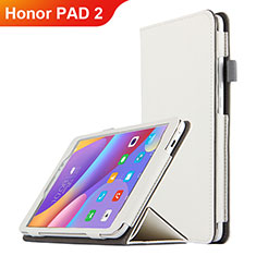 Funda de Cuero Cartera con Soporte L04 para Huawei Honor Pad 2 Blanco