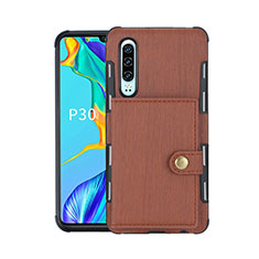 Funda de Cuero Cartera con Soporte L04 para Huawei P30 Marron