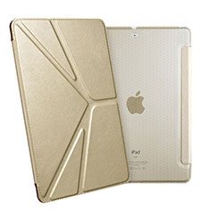 Funda de Cuero Cartera con Soporte L08 para Apple New iPad 9.7 (2017) Oro