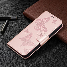 Funda de Cuero Cartera con Soporte Mariposa Carcasa B01F para Huawei Honor X7a Oro Rosa