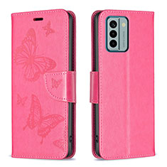 Funda de Cuero Cartera con Soporte Mariposa Carcasa B01F para Nokia G22 Rosa Roja