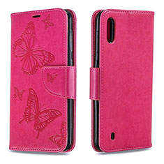Funda de Cuero Cartera con Soporte Mariposa Carcasa B01F para Samsung Galaxy A10 Rosa Roja