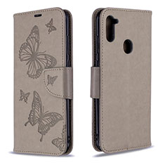 Funda de Cuero Cartera con Soporte Mariposa Carcasa B01F para Samsung Galaxy A11 Gris