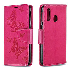 Funda de Cuero Cartera con Soporte Mariposa Carcasa B01F para Samsung Galaxy A40 Rosa Roja