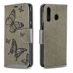 Funda de Cuero Cartera con Soporte Mariposa Carcasa B01F para Samsung Galaxy A40s Gris