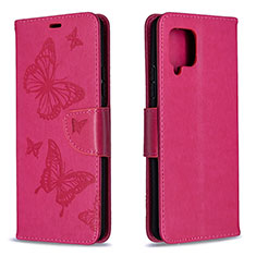 Funda de Cuero Cartera con Soporte Mariposa Carcasa B01F para Samsung Galaxy A42 5G Rosa Roja
