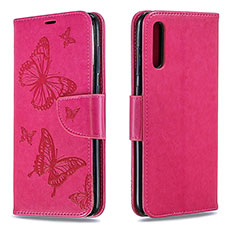 Funda de Cuero Cartera con Soporte Mariposa Carcasa B01F para Samsung Galaxy A70 Rosa Roja