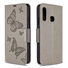 Funda de Cuero Cartera con Soporte Mariposa Carcasa B01F para Samsung Galaxy A70E Gris