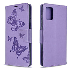 Funda de Cuero Cartera con Soporte Mariposa Carcasa B01F para Samsung Galaxy A71 4G A715 Purpura Claro