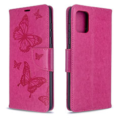 Funda de Cuero Cartera con Soporte Mariposa Carcasa B01F para Samsung Galaxy A71 4G A715 Rosa Roja