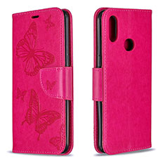Funda de Cuero Cartera con Soporte Mariposa Carcasa B01F para Samsung Galaxy M01s Rosa Roja