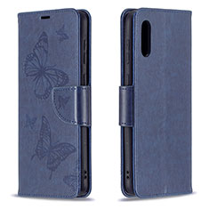 Funda de Cuero Cartera con Soporte Mariposa Carcasa B01F para Samsung Galaxy M02 Azul