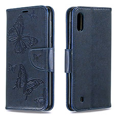 Funda de Cuero Cartera con Soporte Mariposa Carcasa B01F para Samsung Galaxy M10 Azul