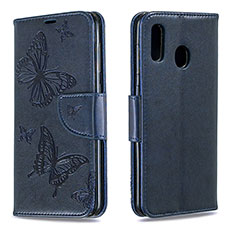 Funda de Cuero Cartera con Soporte Mariposa Carcasa B01F para Samsung Galaxy M10S Azul