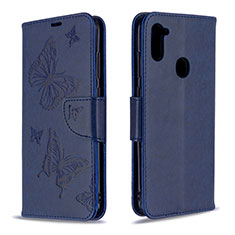 Funda de Cuero Cartera con Soporte Mariposa Carcasa B01F para Samsung Galaxy M11 Azul