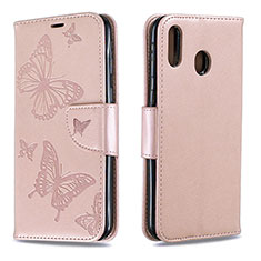 Funda de Cuero Cartera con Soporte Mariposa Carcasa B01F para Samsung Galaxy M20 Oro Rosa