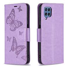 Funda de Cuero Cartera con Soporte Mariposa Carcasa B01F para Samsung Galaxy M32 4G Purpura Claro