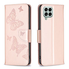 Funda de Cuero Cartera con Soporte Mariposa Carcasa B01F para Samsung Galaxy M33 5G Oro Rosa