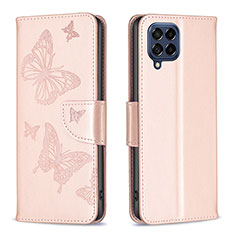 Funda de Cuero Cartera con Soporte Mariposa Carcasa B01F para Samsung Galaxy M53 5G Oro Rosa