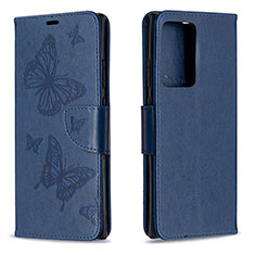 Funda de Cuero Cartera con Soporte Mariposa Carcasa B01F para Samsung Galaxy Note 20 Ultra 5G Azul