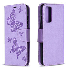 Funda de Cuero Cartera con Soporte Mariposa Carcasa B01F para Samsung Galaxy S20 FE (2022) 5G Purpura Claro