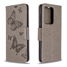 Funda de Cuero Cartera con Soporte Mariposa Carcasa B01F para Samsung Galaxy S20 Plus Gris