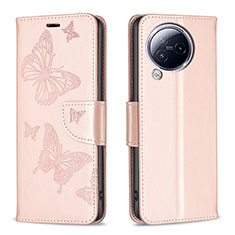 Funda de Cuero Cartera con Soporte Mariposa Carcasa B01F para Xiaomi Civi 3 5G Oro Rosa