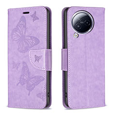 Funda de Cuero Cartera con Soporte Mariposa Carcasa B01F para Xiaomi Civi 3 5G Purpura Claro