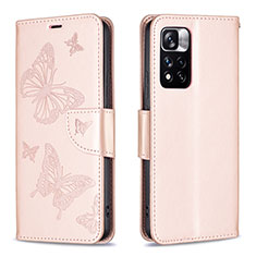 Funda de Cuero Cartera con Soporte Mariposa Carcasa B01F para Xiaomi Mi 11i 5G (2022) Oro Rosa