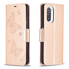 Funda de Cuero Cartera con Soporte Mariposa Carcasa B01F para Xiaomi Mi 11i 5G Oro Rosa