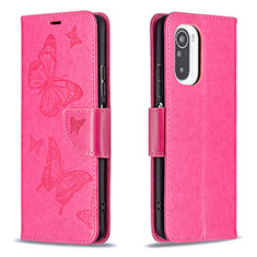 Funda de Cuero Cartera con Soporte Mariposa Carcasa B01F para Xiaomi Mi 11i 5G Rosa Roja