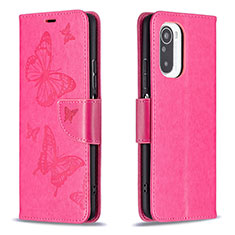 Funda de Cuero Cartera con Soporte Mariposa Carcasa B01F para Xiaomi Mi 11X Pro 5G Rosa Roja