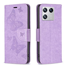 Funda de Cuero Cartera con Soporte Mariposa Carcasa B01F para Xiaomi Mi 13 5G Purpura Claro