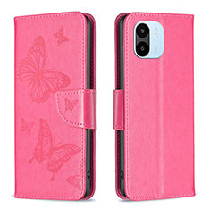 Funda de Cuero Cartera con Soporte Mariposa Carcasa B01F para Xiaomi Poco C50 Rosa Roja