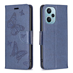 Funda de Cuero Cartera con Soporte Mariposa Carcasa B01F para Xiaomi Poco F5 5G Azul