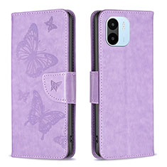 Funda de Cuero Cartera con Soporte Mariposa Carcasa B01F para Xiaomi Redmi A2 Plus Purpura Claro