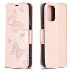 Funda de Cuero Cartera con Soporte Mariposa Carcasa B01F para Xiaomi Redmi Note 10 4G Oro Rosa