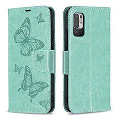 Funda de Cuero Cartera con Soporte Mariposa Carcasa B01F para Xiaomi Redmi Note 10 5G Verde