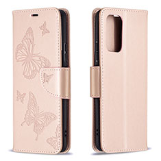 Funda de Cuero Cartera con Soporte Mariposa Carcasa B01F para Xiaomi Redmi Note 10 Pro 4G Oro Rosa