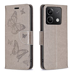 Funda de Cuero Cartera con Soporte Mariposa Carcasa B01F para Xiaomi Redmi Note 13 5G Gris