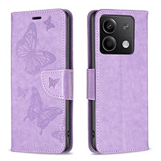 Funda de Cuero Cartera con Soporte Mariposa Carcasa B01F para Xiaomi Redmi Note 13 5G Purpura Claro