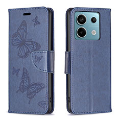 Funda de Cuero Cartera con Soporte Mariposa Carcasa B01F para Xiaomi Redmi Note 13 Pro 5G Azul